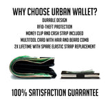 Urban Vibes 4in1 Aluminum Wallet for Men Money Clip, Cash Strap, Multitool, Comb